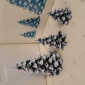 Department 56 Village Evergreen Trees- set of 3 Cold Cast Porcelain